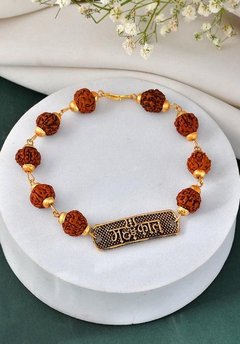 Spiritual Rudraksha And Gold Plated Bracelet