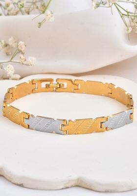 Elegant Two Tone Gold And Silver Bracelet