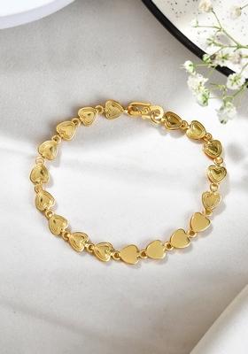 Elegant Fancy Gold Bracelet With Heart Shaped Links