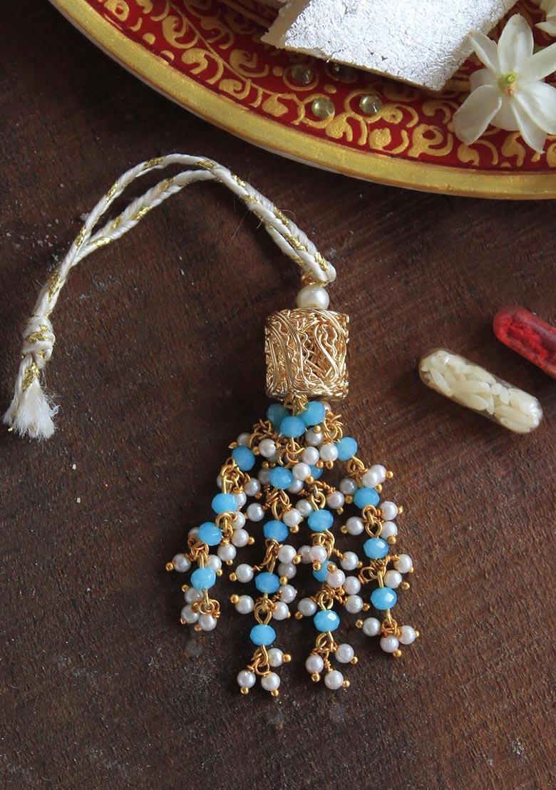 Beads Tassel Rakhi With Roli Chawal