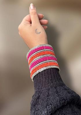 Silver Sliver Plated Beaded Tribal Bangle