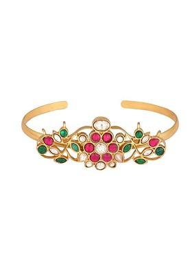 Gold Plated Kundan Studded Cuff Bracelet