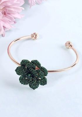 Rose Gold Plated American Diamond Studded Cuff Bracelet