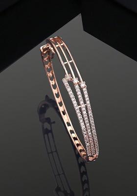 Rose Gold Plated American Diamond Handcrafted Cuff Bracelet