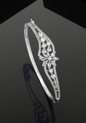 Rhodium Plated American Diamond Cuff Bracelet