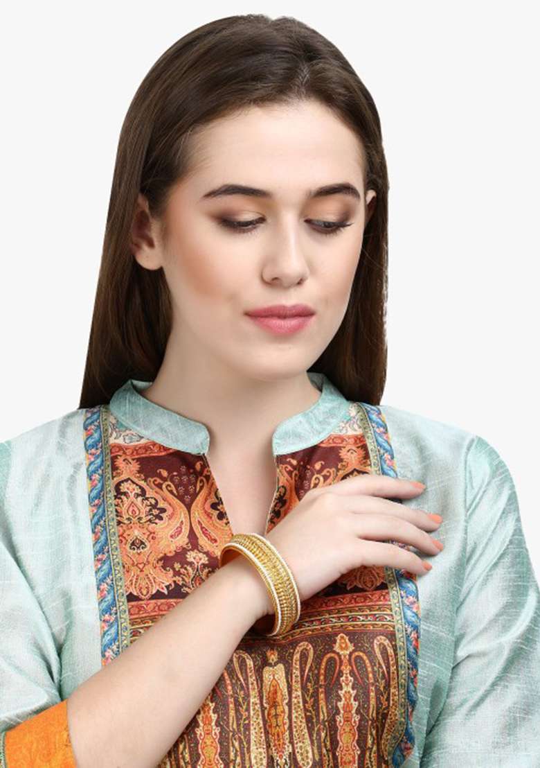 Set Of Two Gold Plated Bangles Beautiful Handcrafted Bangles - Indya