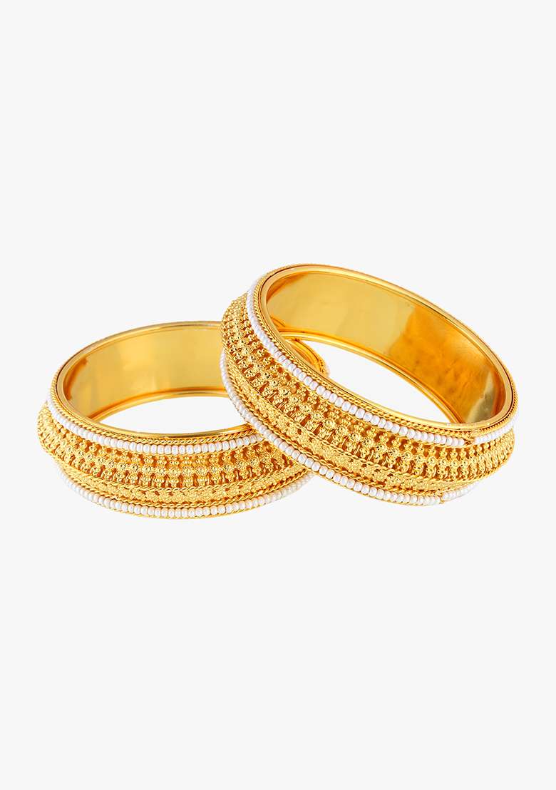 Set Of Two Gold Plated Bangles Beautiful Handcrafted Bangles - Indya