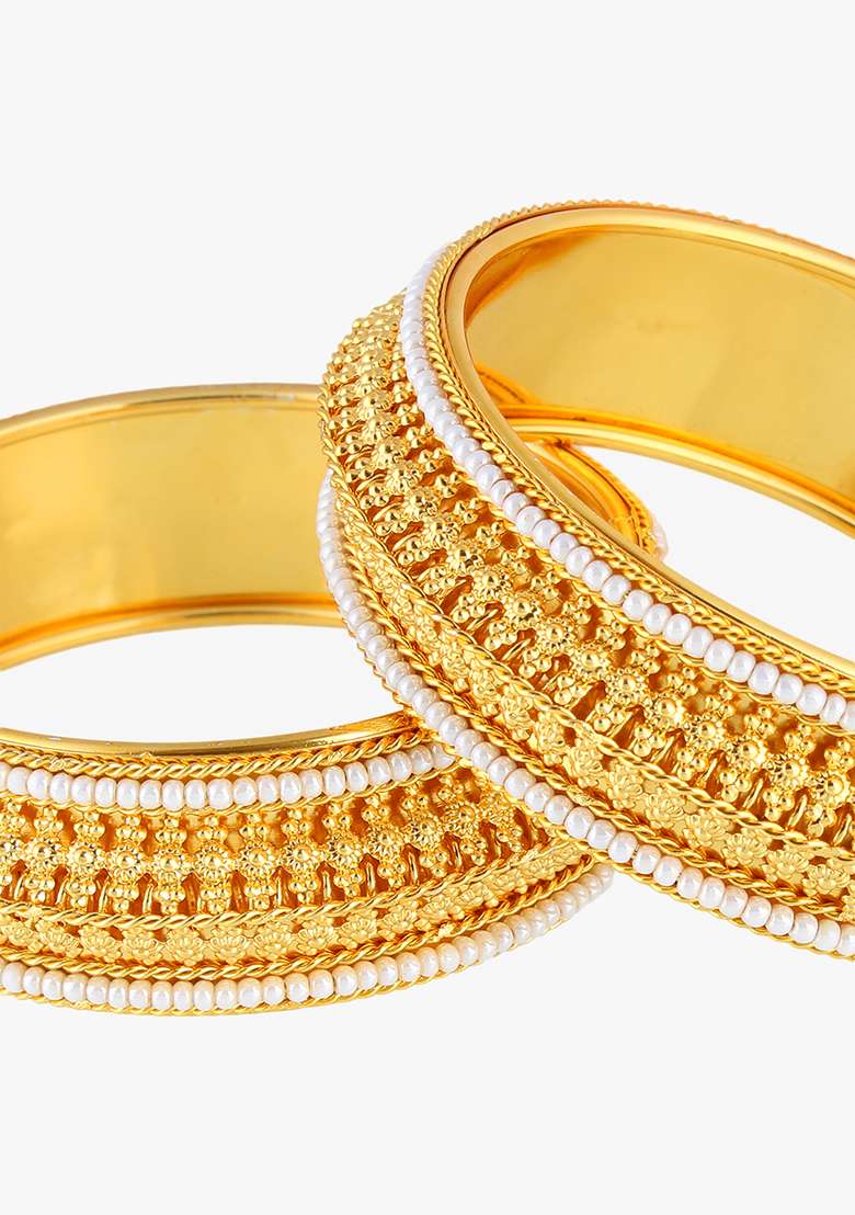 Set Of Two Gold Plated Bangles Beautiful Handcrafted Bangles - Indya