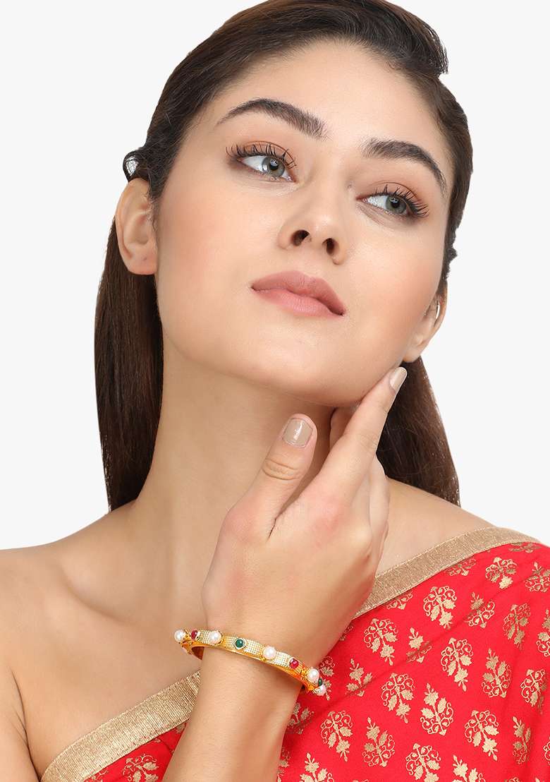 Set Of Two Gold Plated Bangles Becautiful Handcarfted Bangle - Indya