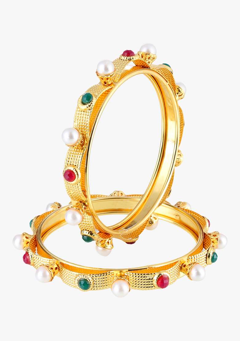 Set Of Two Gold Plated Bangles Becautiful Handcarfted Bangle - Indya