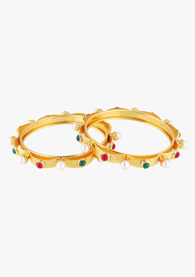 Set Of Two Gold Plated Bangles Becautiful Handcarfted Bangle - Indya