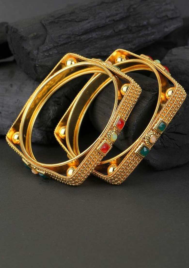 Set Of Two Gold Plated Bangles Becautiful Handcarfted Bangle - Indya