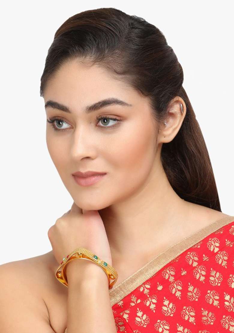 Set Of Two Gold Plated Bangles Becautiful Handcarfted Bangle - Indya