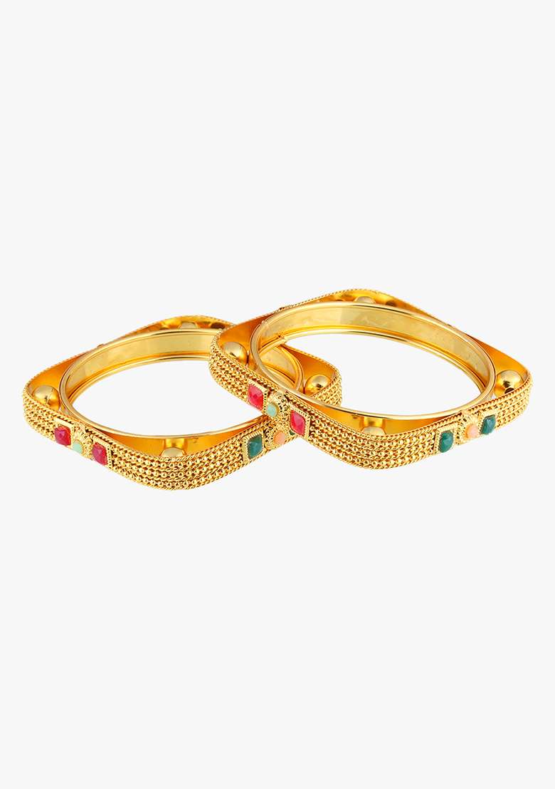 Set Of Two Gold Plated Bangles Becautiful Handcarfted Bangle - Indya