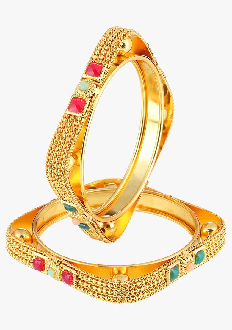 Set Of Two Gold Plated Bangles Becautiful Handcarfted Bangle - Indya
