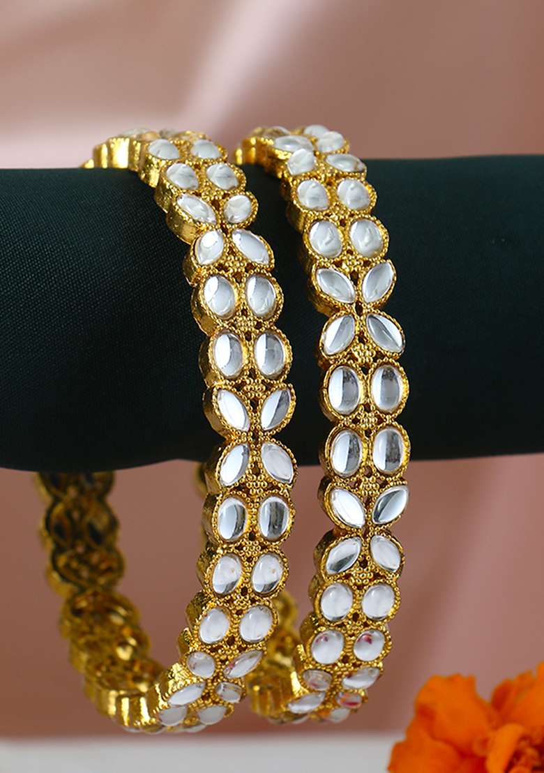 Set Of Two Gold Plated Bangles Becautiful Handcarfted Bangle - Indya