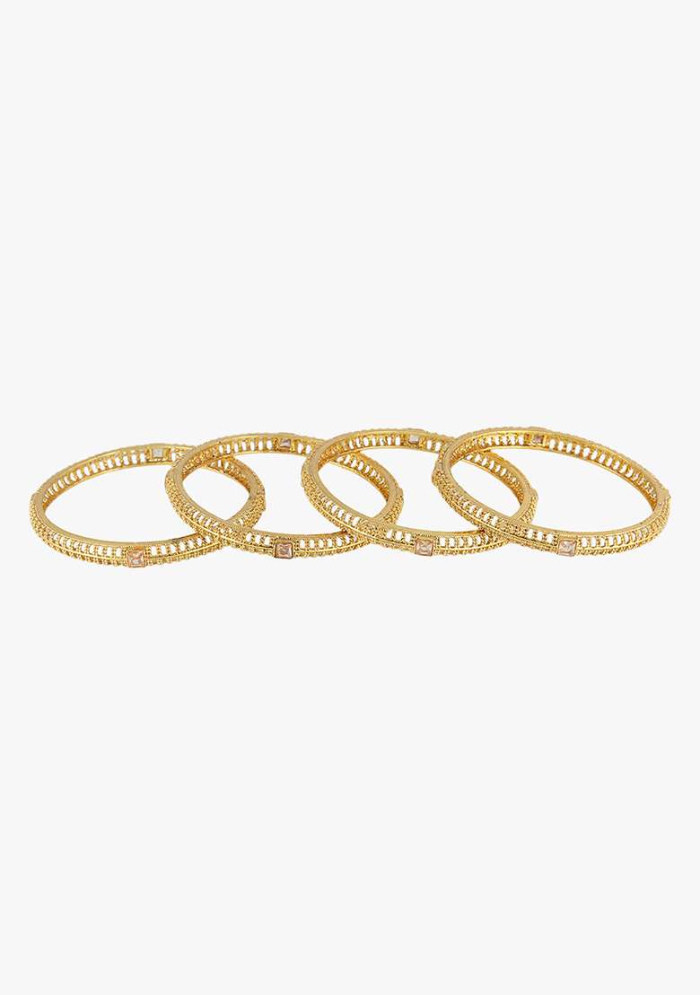 Set Of Four Gold Plated Bangles Becautiful Handcarfted Bangle - Indya