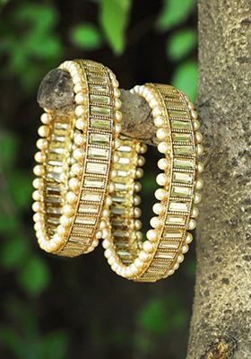 24K Gold Plated Beautiful Handcrafted Bangle (Set Of 2)