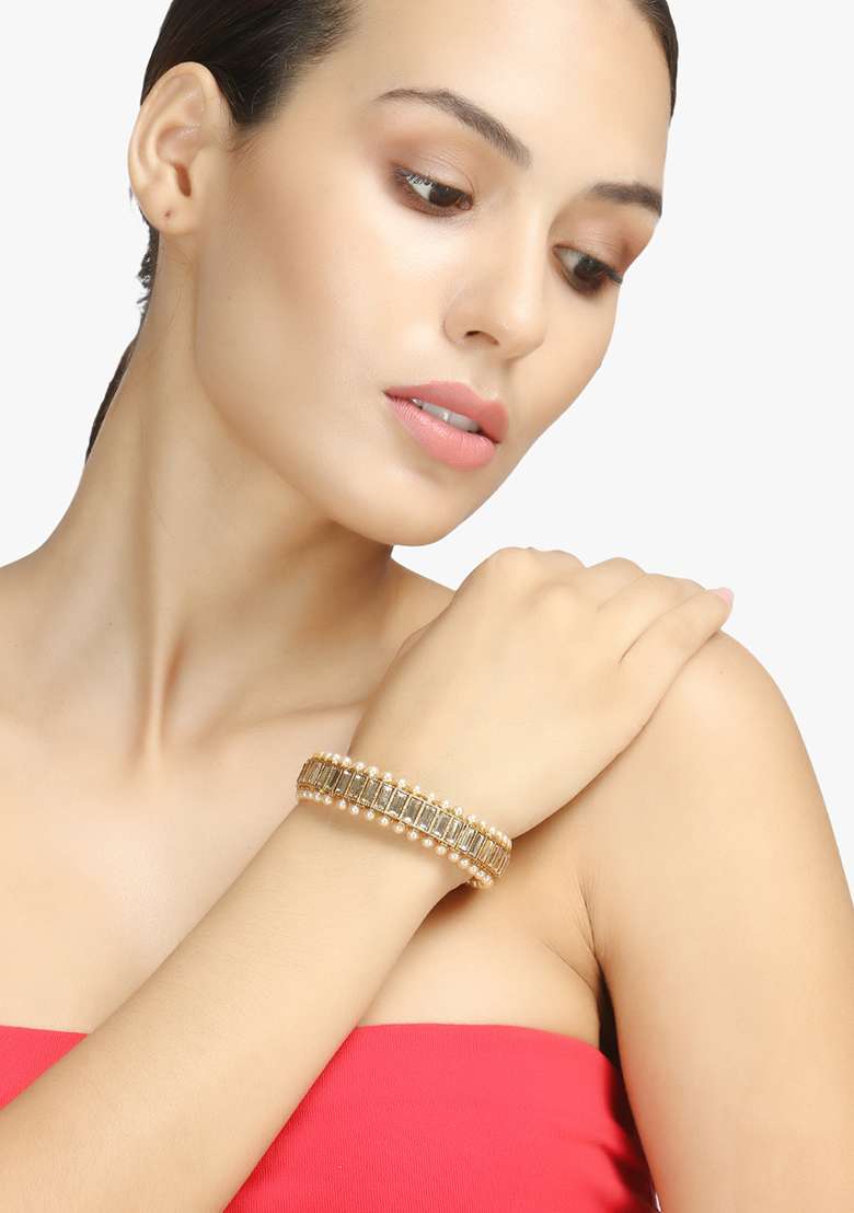 24K Gold Plated Beautiful Handcrafted Bangle (Set Of 2) - Indya