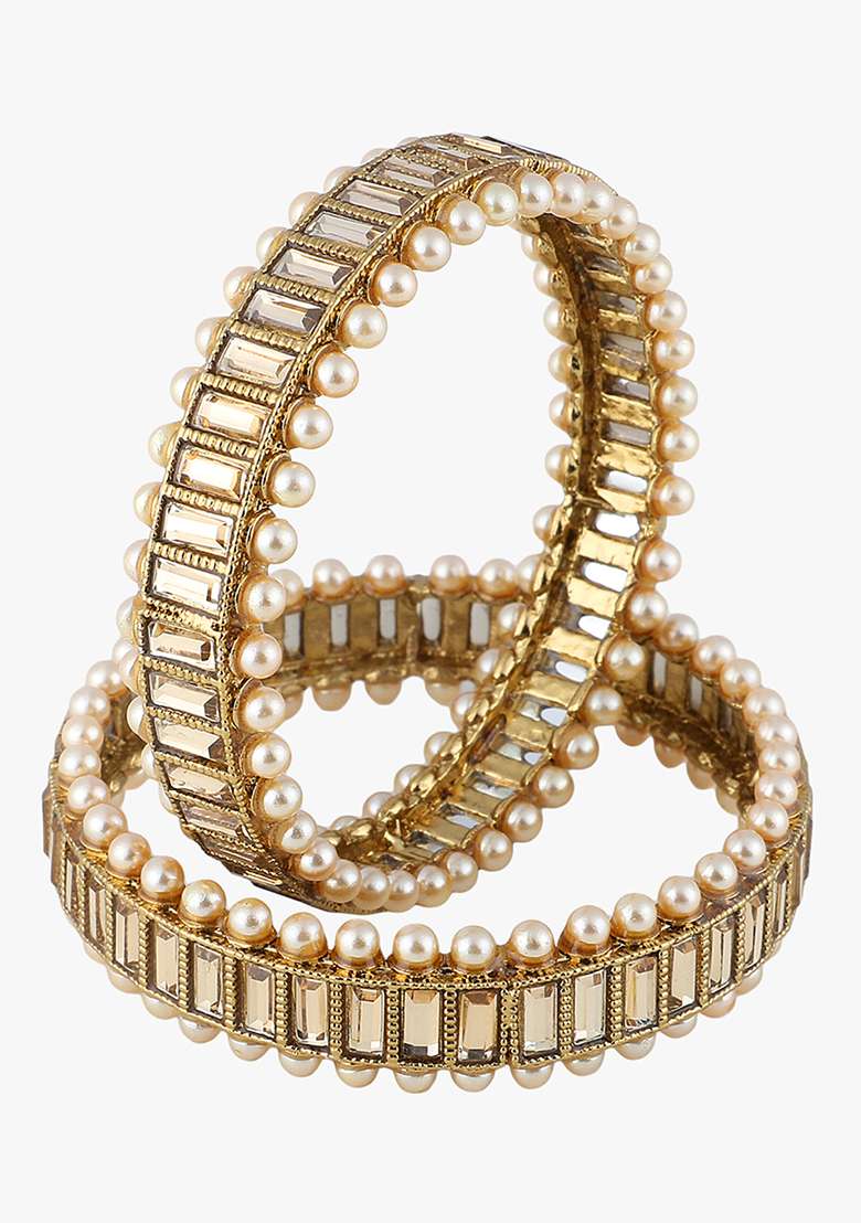 24K Gold Plated Beautiful Handcrafted Bangle (Set Of 2) - Indya