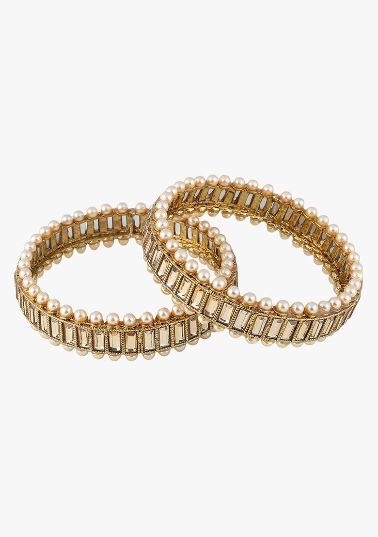 24K Gold Plated Beautiful Handcrafted Bangle (Set Of 2) - Indya