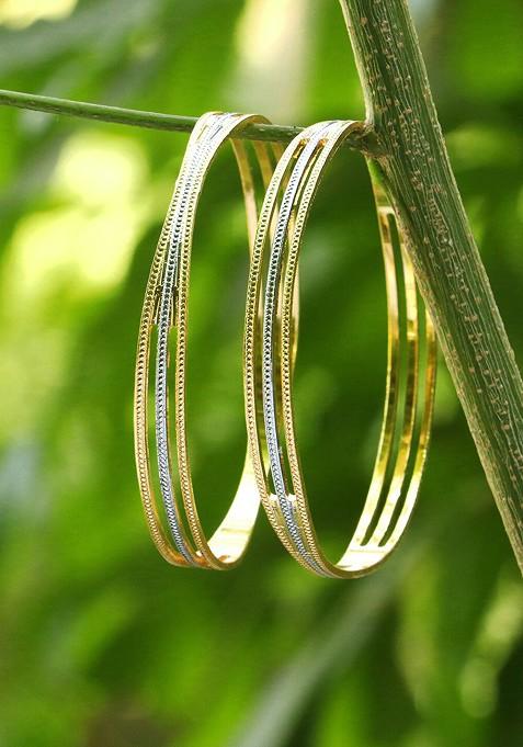 24Ct Gold Plated White Red Stone Studded Pearl Embellished Handcrafted Bangles