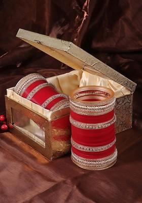 Set Of 33 Gold Plated Stone Studded Bangles