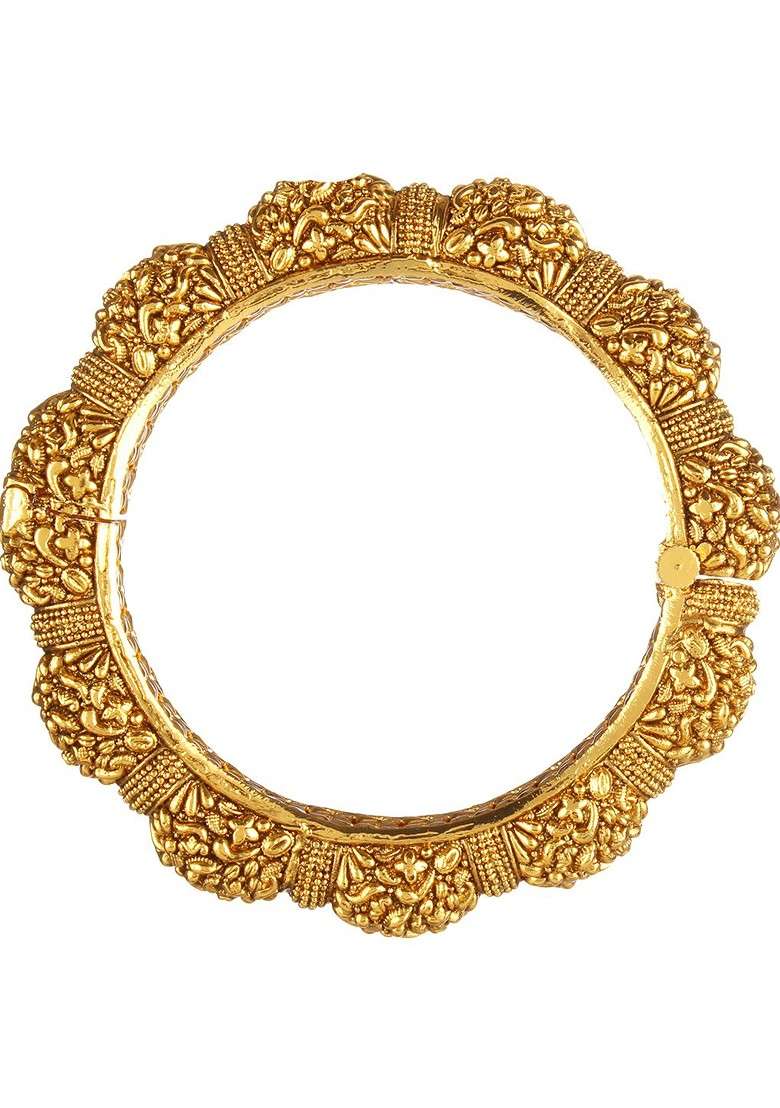 24Ct Gold Plated Stones Studded Bangles - Indya