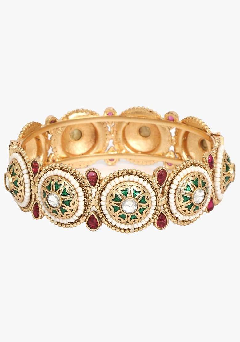 Gold Plated Stone Studded Bangles - Indya