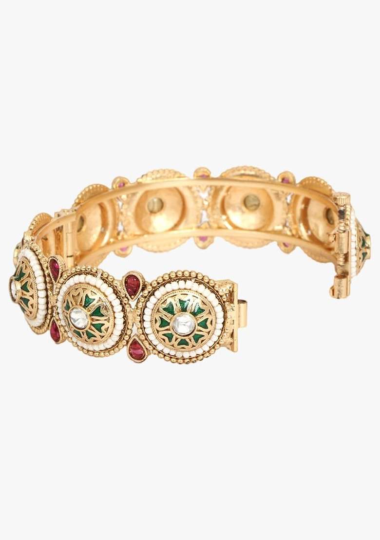 Gold Plated Stone Studded Bangles - Indya