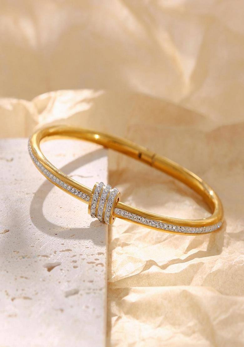 18K Gold Plated Waterproof Antitarnish Bracelet With Zircon - Indya