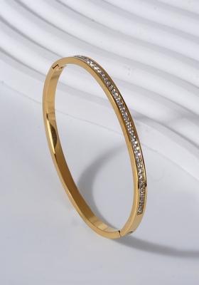 18K Gold Plated Waterproof Antitarnish Channel Set Bracelet With Zircon