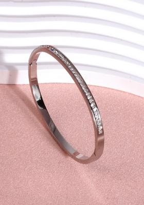 Rhodium Plated Waterproof Antitarnish Channel Set Bracelet With Zircon