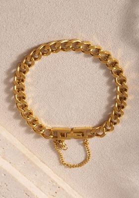 18K Gold Plated Waterproof Antitarnish Titanium Steel Cuban Chain Bracelet