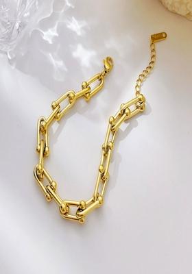 18K Gold Plated U Shaped Chain Link Bracelet