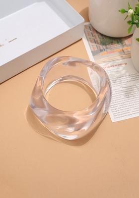Clear Rounded Square Acrylic Bangles And Chunky Wide Edge Polygonal Bangle