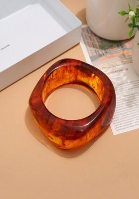Red Rounded Square Acrylic Bangles And Chunky Wide Edge Polygonal Bangle