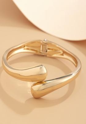 Gold Plated Glossy Open Cuff Bangle Bracelet