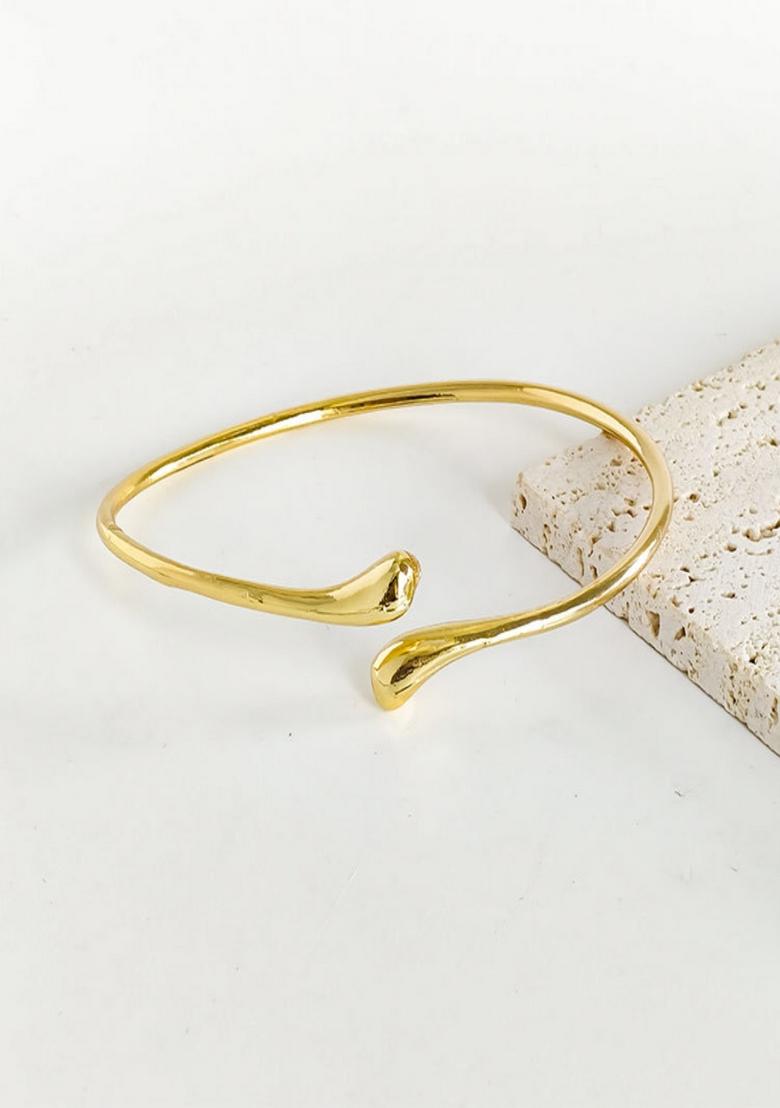 Gold Plated Anti Tarnish Adjustable Boho Upper Open Arm Cuff Bracelet For Women - Indya