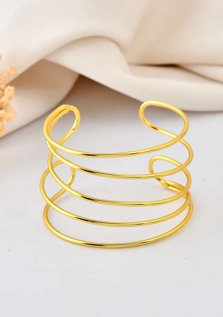 18K Gold Toned Elegant Anti Tarnish Multi Layer Bracelet - Indya