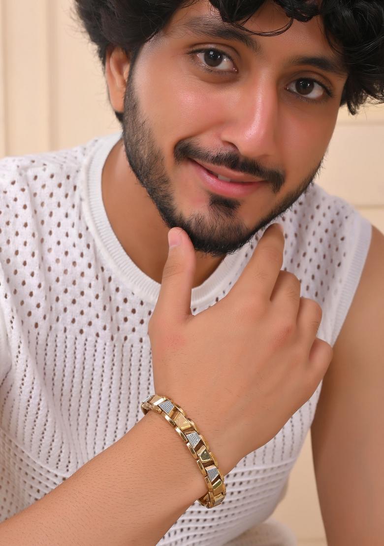 Stainless Steel Mengold Plated Link Bracelet