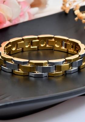 Magnetic Gold Stainless Steel Dual Color Bracelet For Men