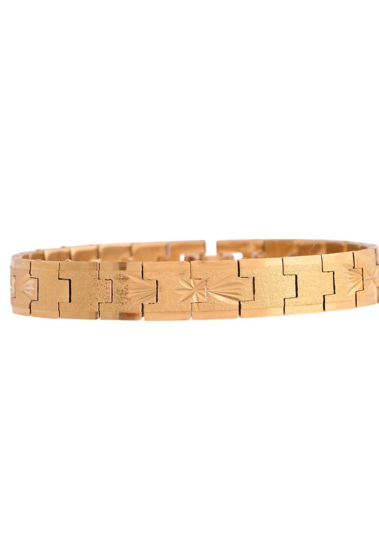 Stainless Steel Mengold Plated Textured Bracelet