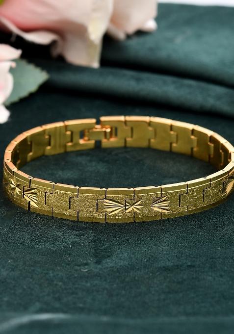 Stainless Steel Mengold Plated Textured Bracelet