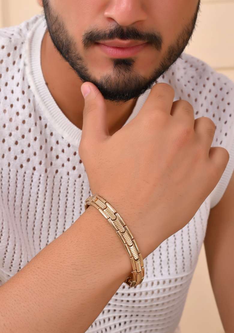Stainless Steel Adjustable Titanium Magnetic Bracelets For Men - Indya