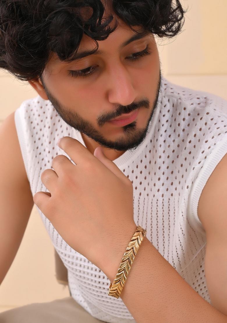 Gold Toned Magnetic Therapy Bracelet For Men