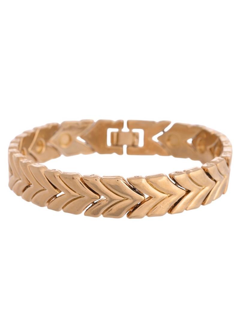Gold Toned Magnetic Therapy Bracelet For Men