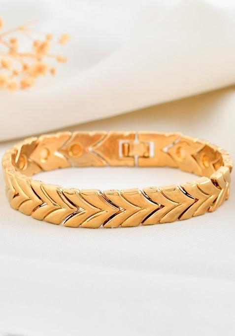 Gold Toned Magnetic Therapy Bracelet For Men