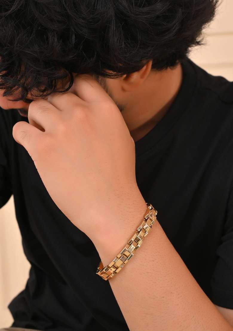 Golden Link Tungsten Magnetic Bracelet For Men - Indya