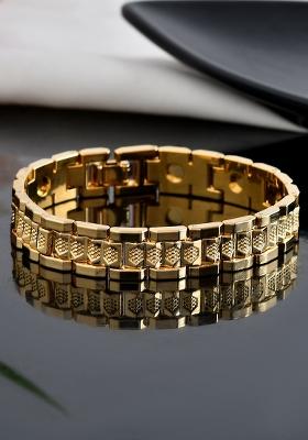 Mengold Toned Textured Tungsten Steel Magnetic Bracelet